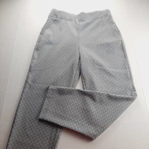 Max Studio Womens Pull On Trouser Pant Size Small Gray White Print Stretch